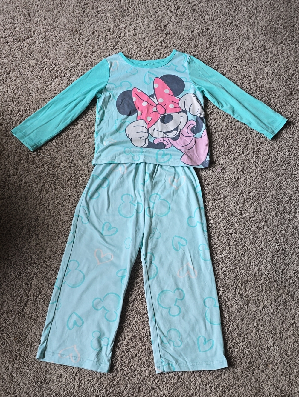 Disney Minnie Mouse Teal and Pink Pajama Set